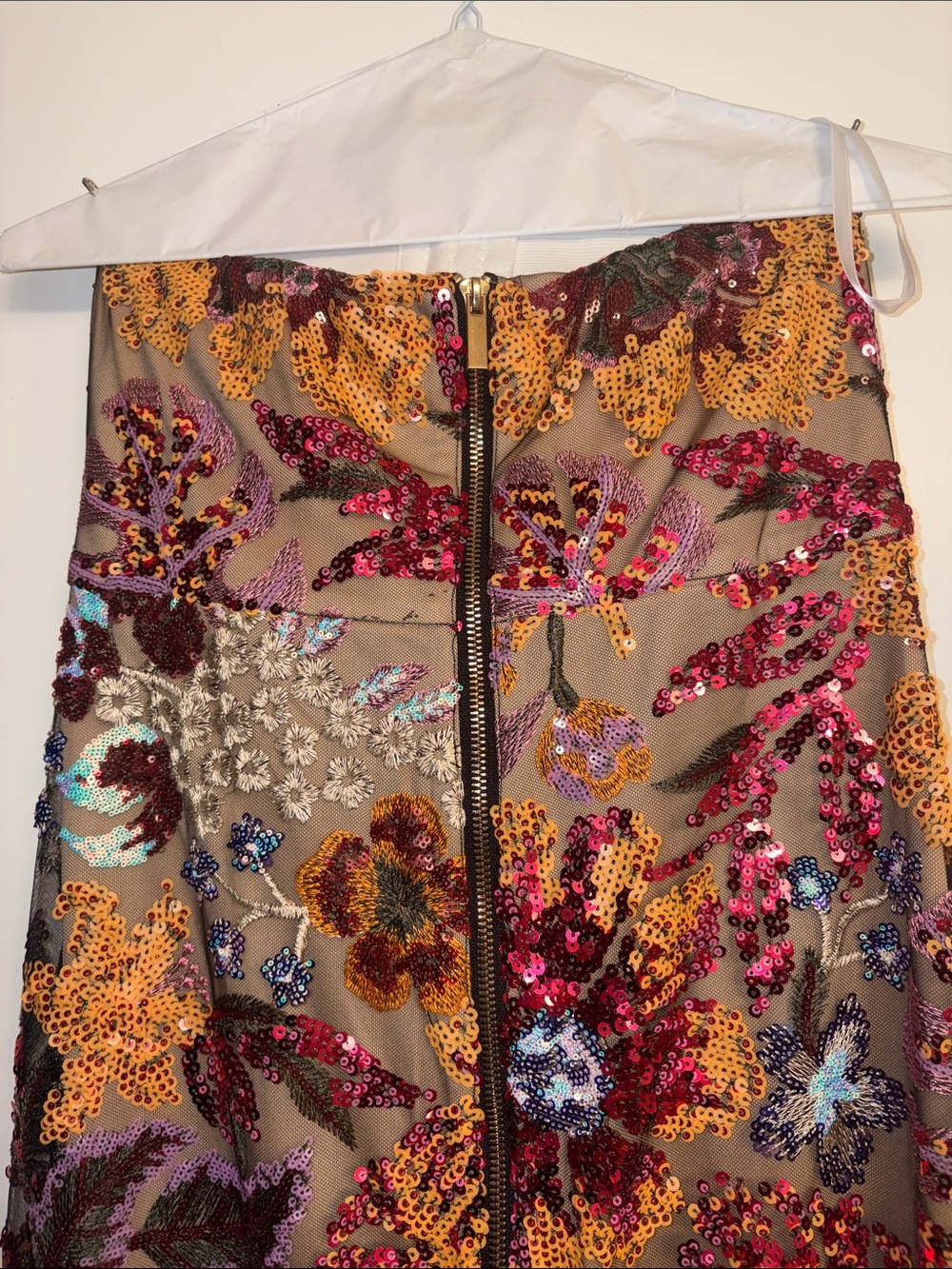 Strapless Floral Sequin Maxi Dress - Multicolor - Picture 4 of 6